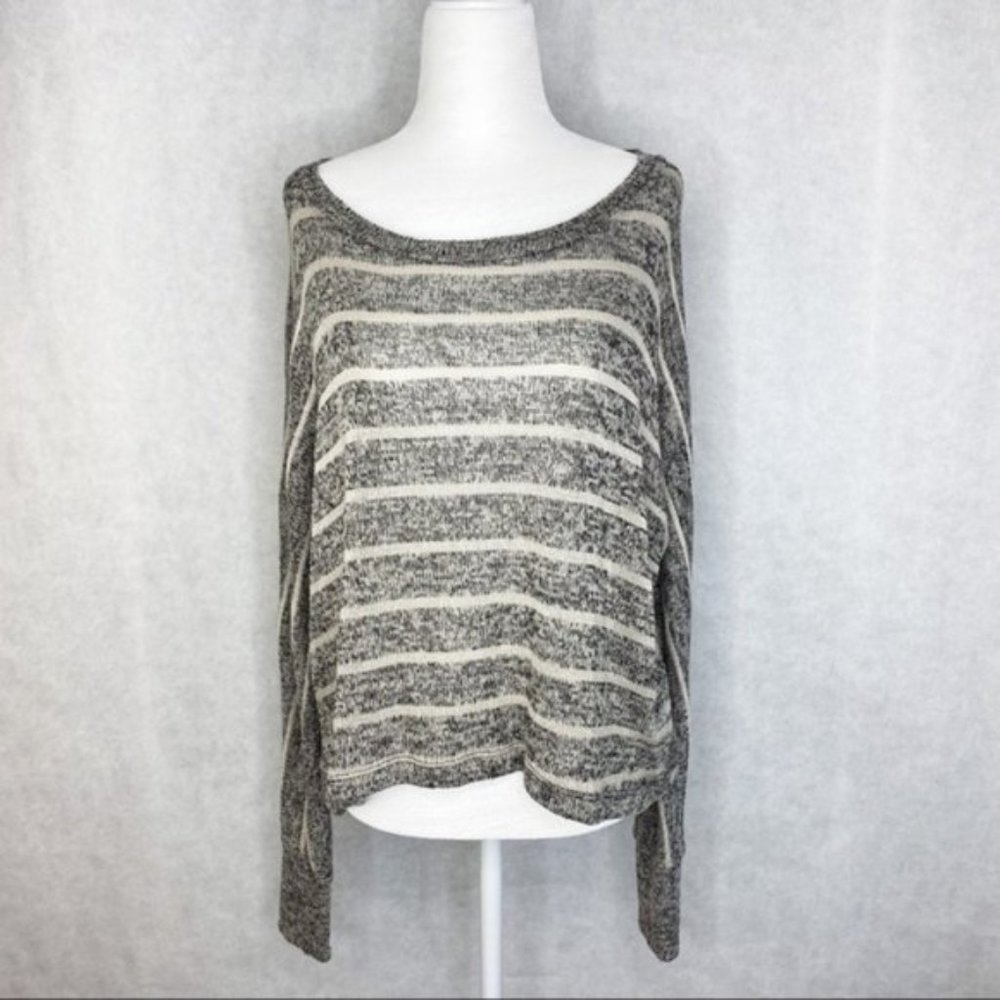 Sound & Matter Striped Dark Gray and White Sweater - Picture 1 of 5